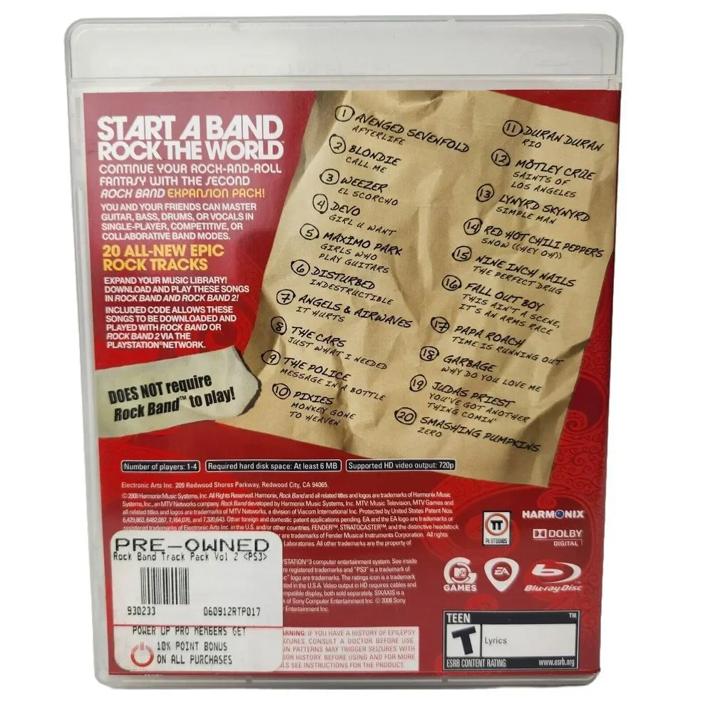 Rock Band Track Pack Vol 2‎ PS3 Game Playstation 3 Guitar Videos Games Music